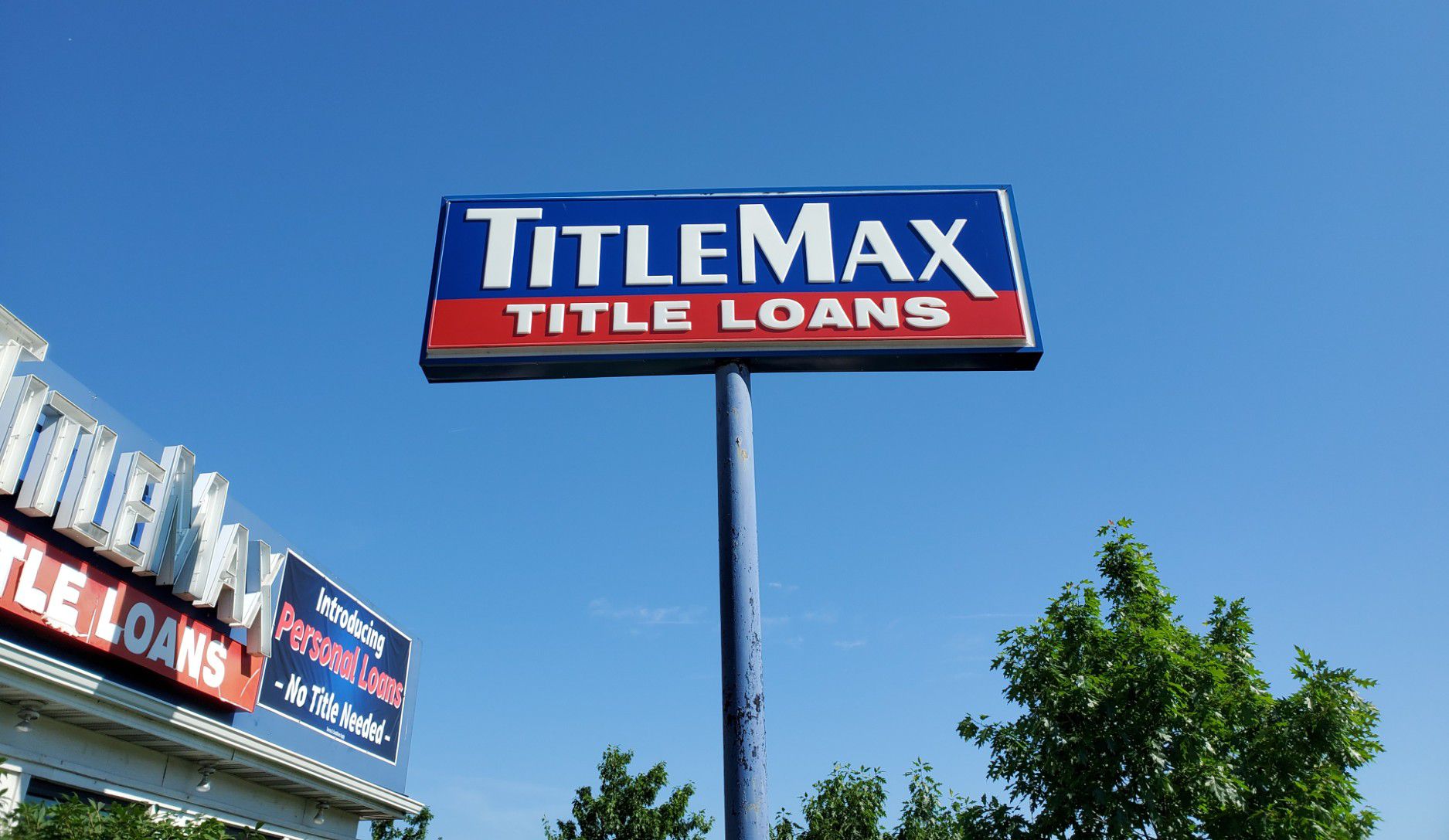 A sign for TitleMax which helps refinance title loans